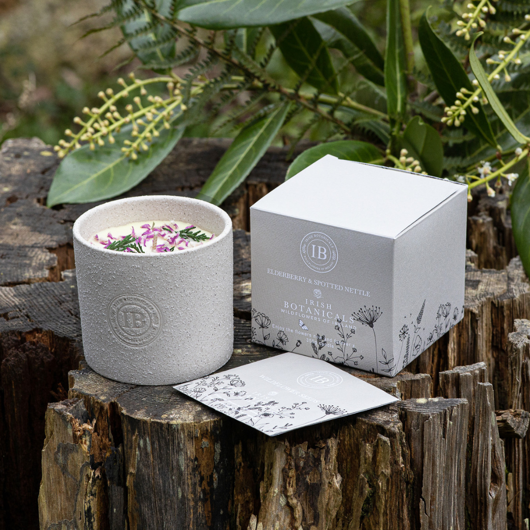 Fabulous Gifts Irish Botanicals Wildflower Elderberry & Spotted Nettle Ceramic Candle by Weirs of Baggot Street