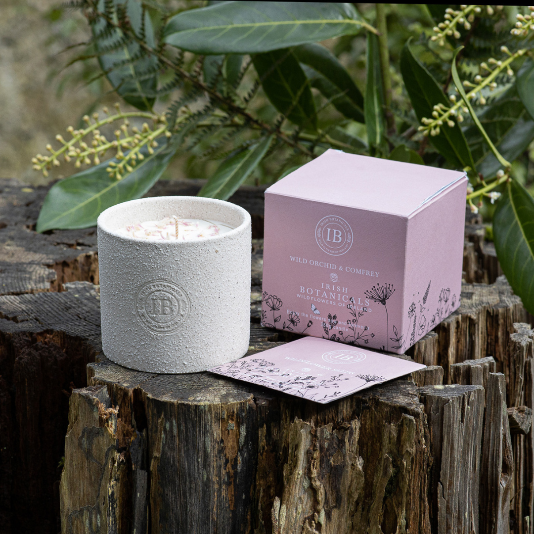 Fabulous Gifts Irish Botanicals Wildflower Orchid & Comfrey Ceramic Candle by Weirs of Baggot Street