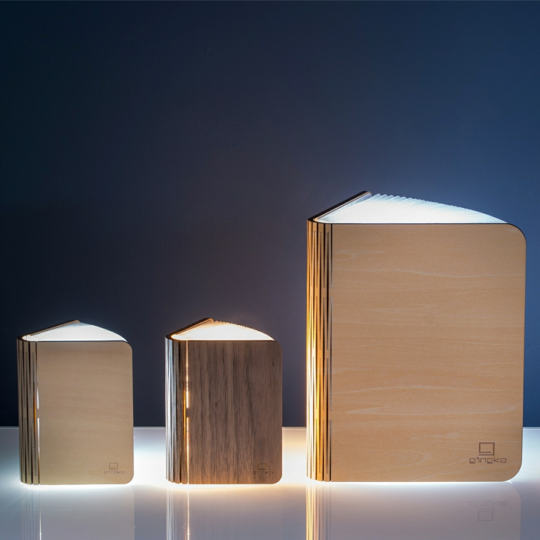 Gingko Design | Mini Smart Book Light Walnut by Weirs of Baggot Street