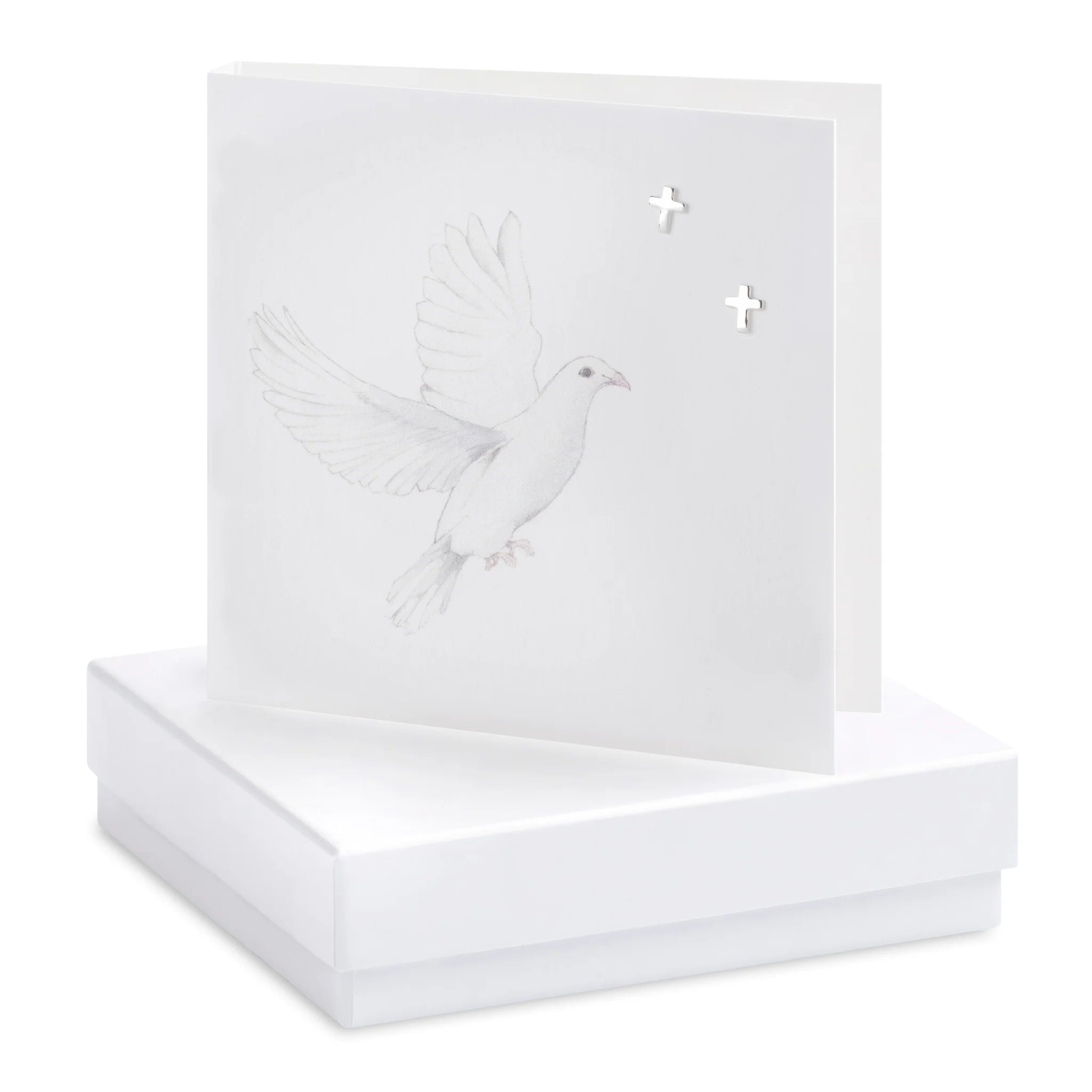 Crumble & Core | Dove Card with Earrings in a White Box by Weirs of Baggot Street