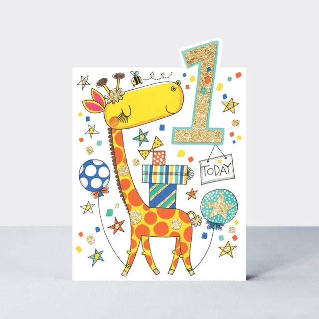 Greeting Card - Rachel Ellen Cherry on Top - Age 1 boy Giraffe Card by Weirs of Baggot Street