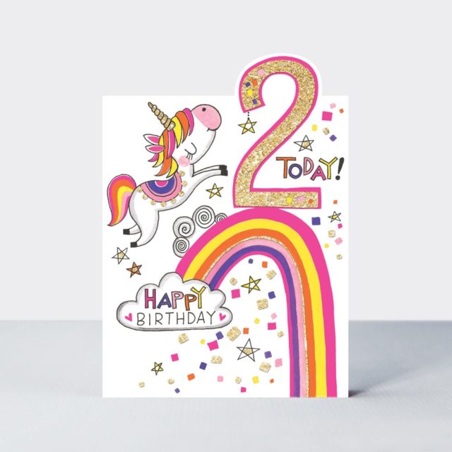 Greeting Card - Rachel Ellen Cherry on Top - Age 2 girl Unicorn Card by Weirs of Baggot Street