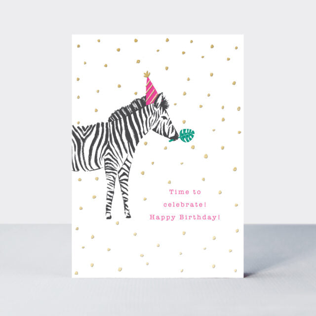 Greeting Card - Rachel Ellen Flamingo - Birthday Party Zebra Card by Weirs of Baggot Street