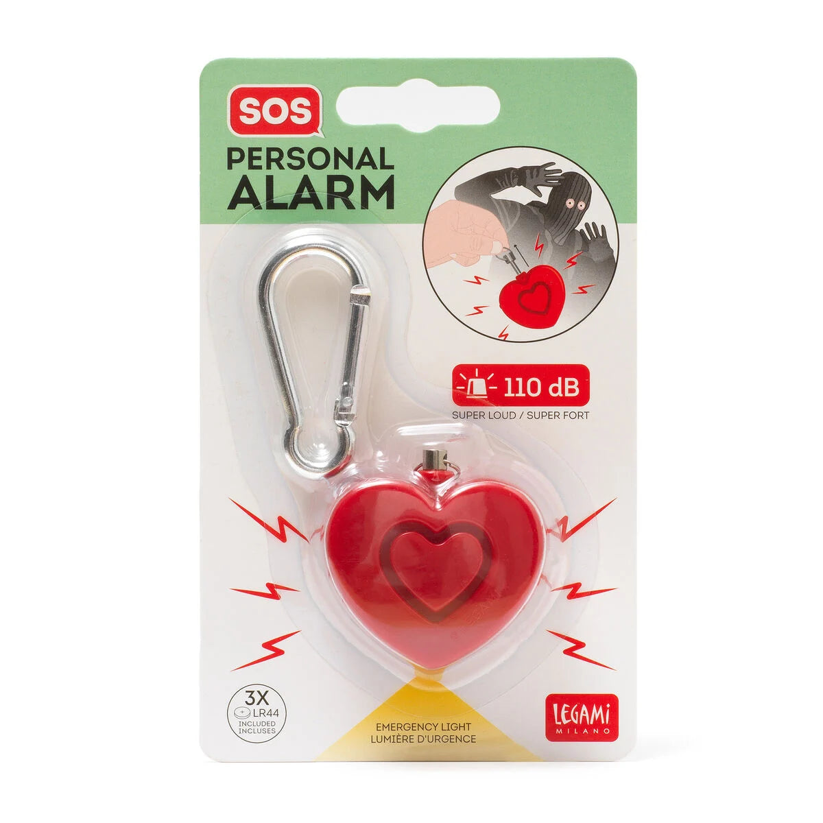 Tech | Legami Personal Safety Alarm Light Heart by Weirs of Baggot St