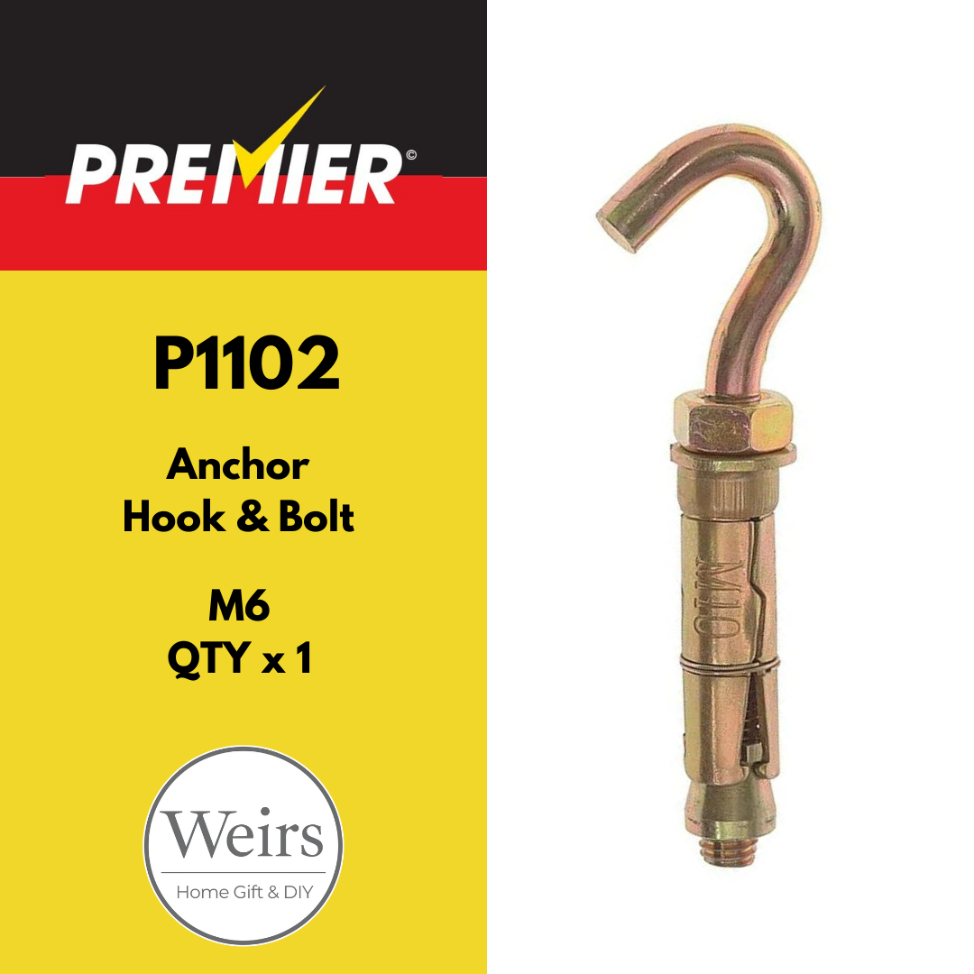 Nuts & Bolts | Premier Anchor Hook and Bolt M6 by Weirs of Baggot St