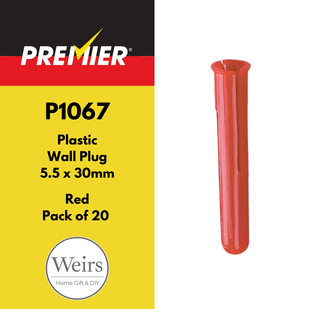 General Hardware | Plastic Wallplug - Red (20pk) by Weirs of Baggot St