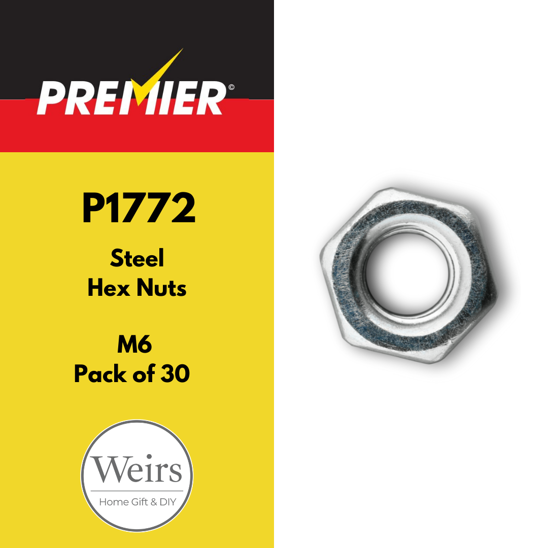 Nuts & Bolts | Premier Steel Hex Nuts M6 (30pk) by Weirs of Baggot St