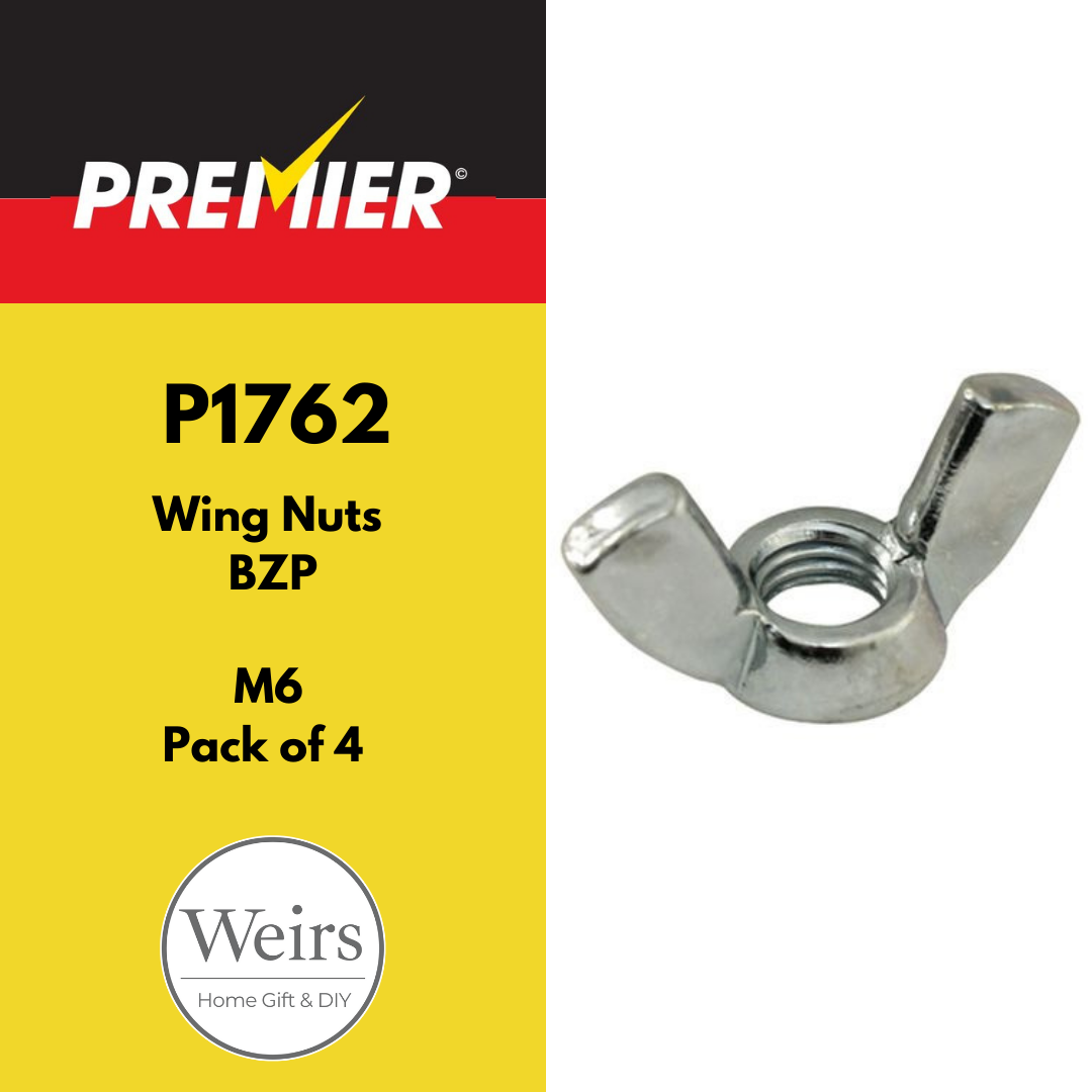 Nuts & Bolts | Premier Wing Nuts BZP M6 (4pk) by Weirs of Baggot St
