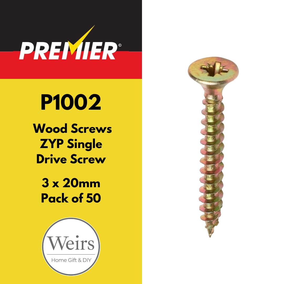 Wood Screws | Premier ZYP Screw - 3 x 20mm by Weirs of Baggot St