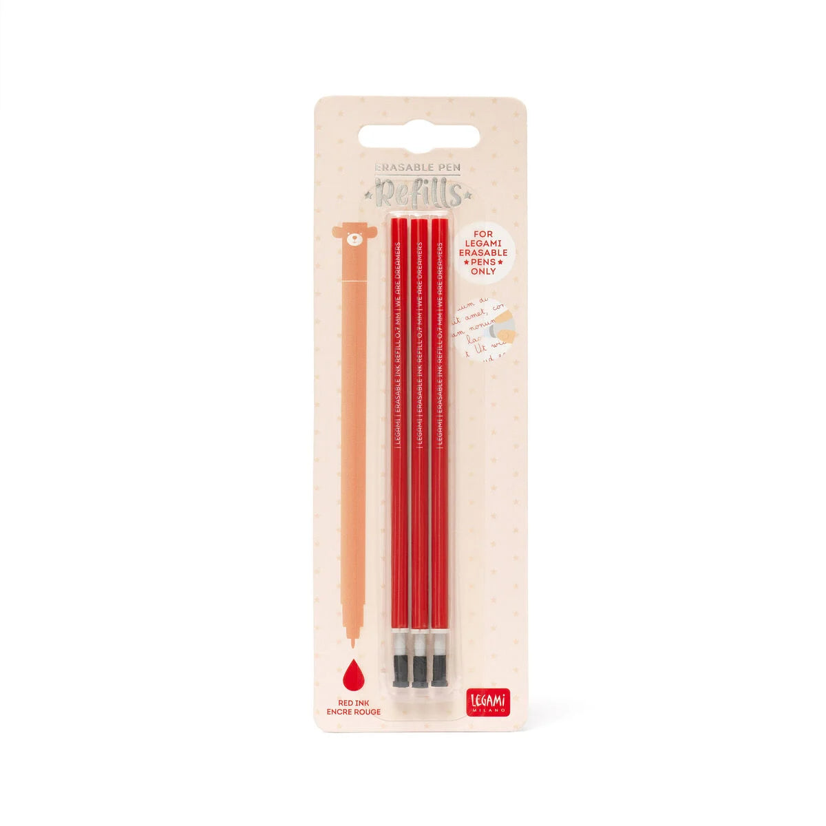 Stationery | Legami Refill Erasable Pen - Red 3pk by Weirs of Baggot St