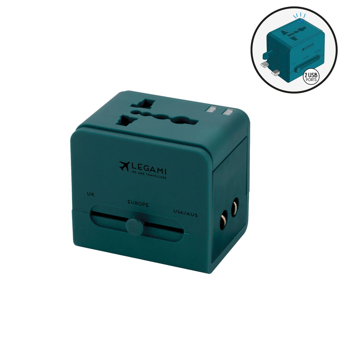 Fab Gifts  Legami Universal Travel Adapter Blue by Weirs of Baggot St