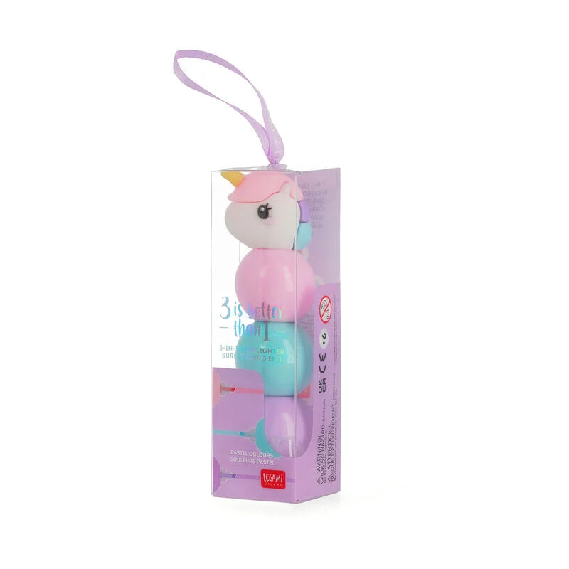 Back to School | Legami 3-In-1 Highlighter - Unicorn by Weirs of Baggot Street