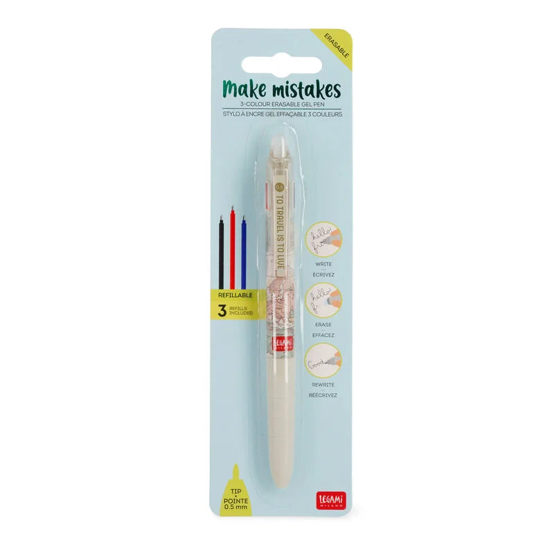 Back to School | Legami Erasable Gel Pen 3 Colours Travel 1 by Weirs of Baggot Street