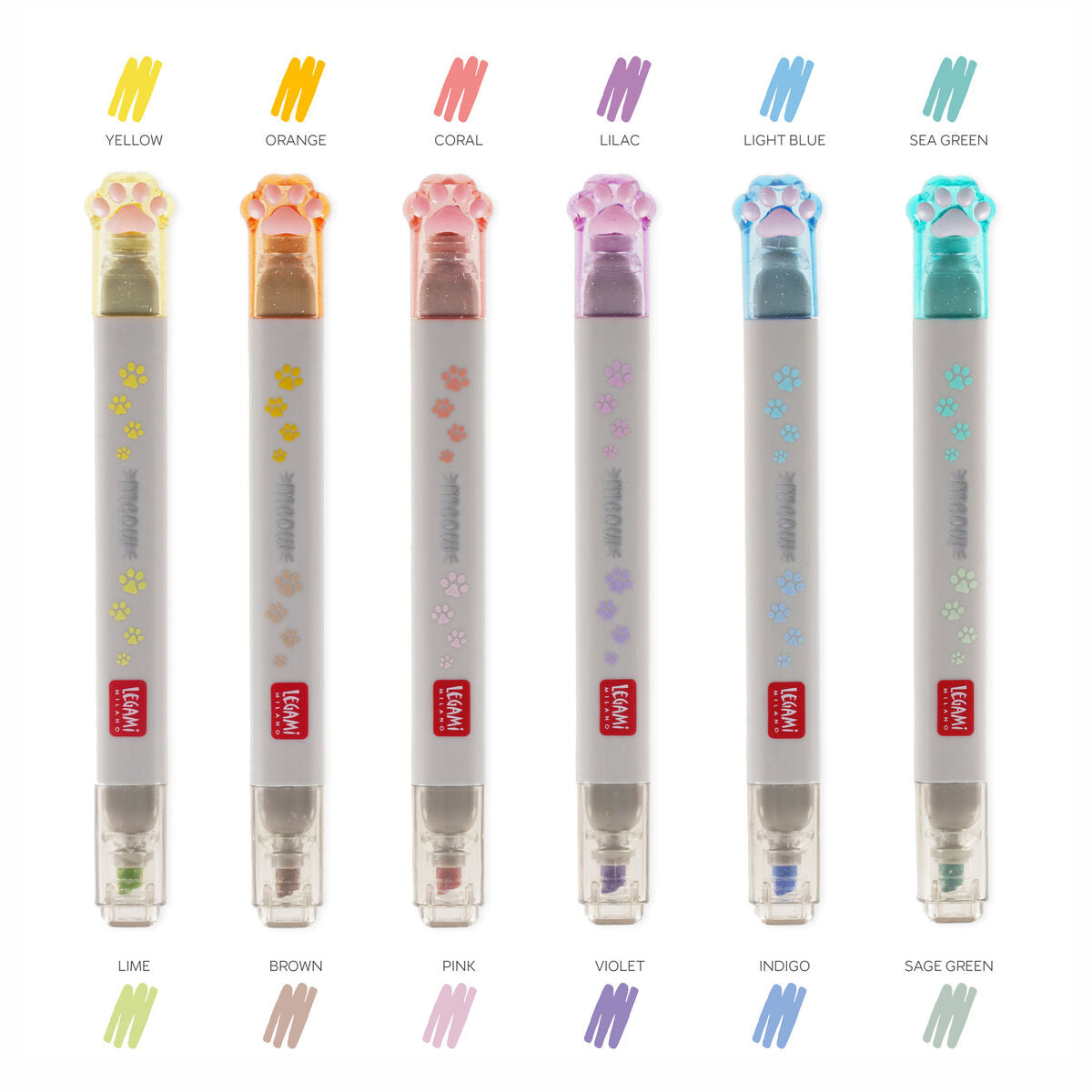 Back to School | Legami Set of 6 Pastel Highlighters Kitty by Weirs of Baggot Street