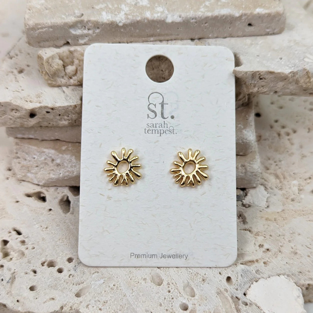 Bags & Jewellery Organic Sun Type Component Stud Earrings by Weirs of Baggot Street