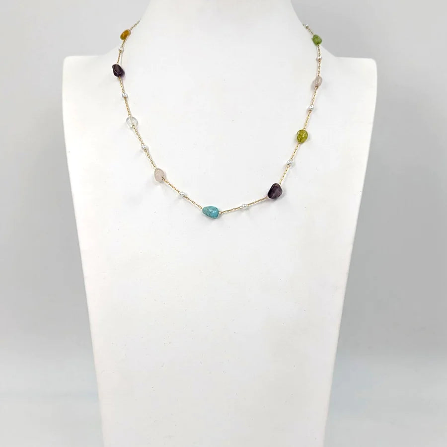 Bags & Jewellery Semi-Precious and Pearl Chain Necklace by Weirs of Baggot Street