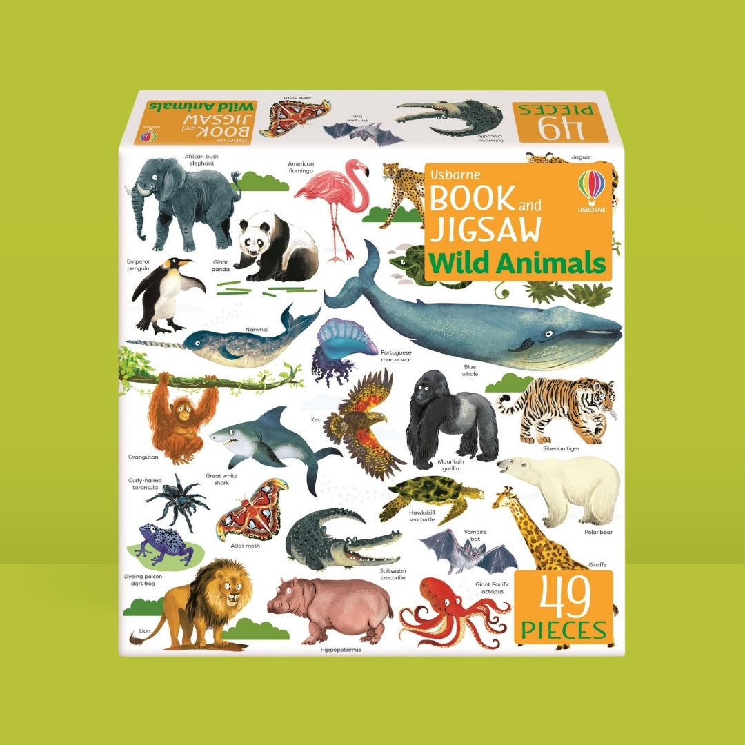 Bubs & Kids Little Bookworms Usborne Wild Animals Jigsaw Book by Weirs of Baggot Street