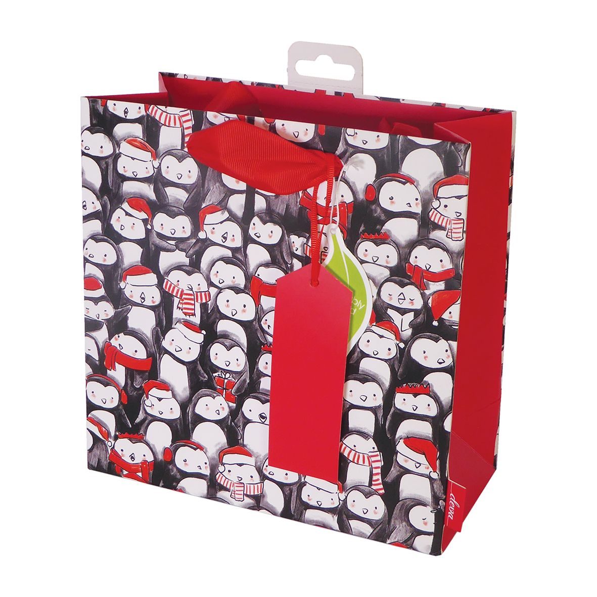Christmas Gift Bag | Medium Square  Penguin Party by Weirs of Baggot Street