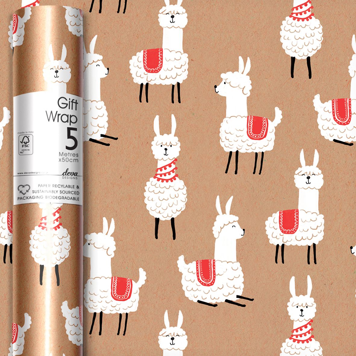 Christmas Gift Wrap Roll | 5m x 50cm Craft Llama by Weirs of Baggot Street