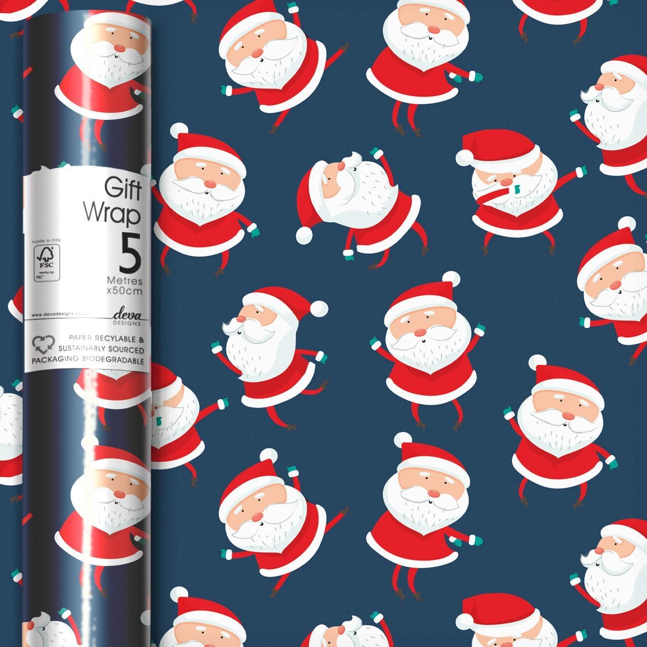 Christmas Gift Wrap Roll | 5m x 50cm Dancing Santa  by Weirs of Baggot Street