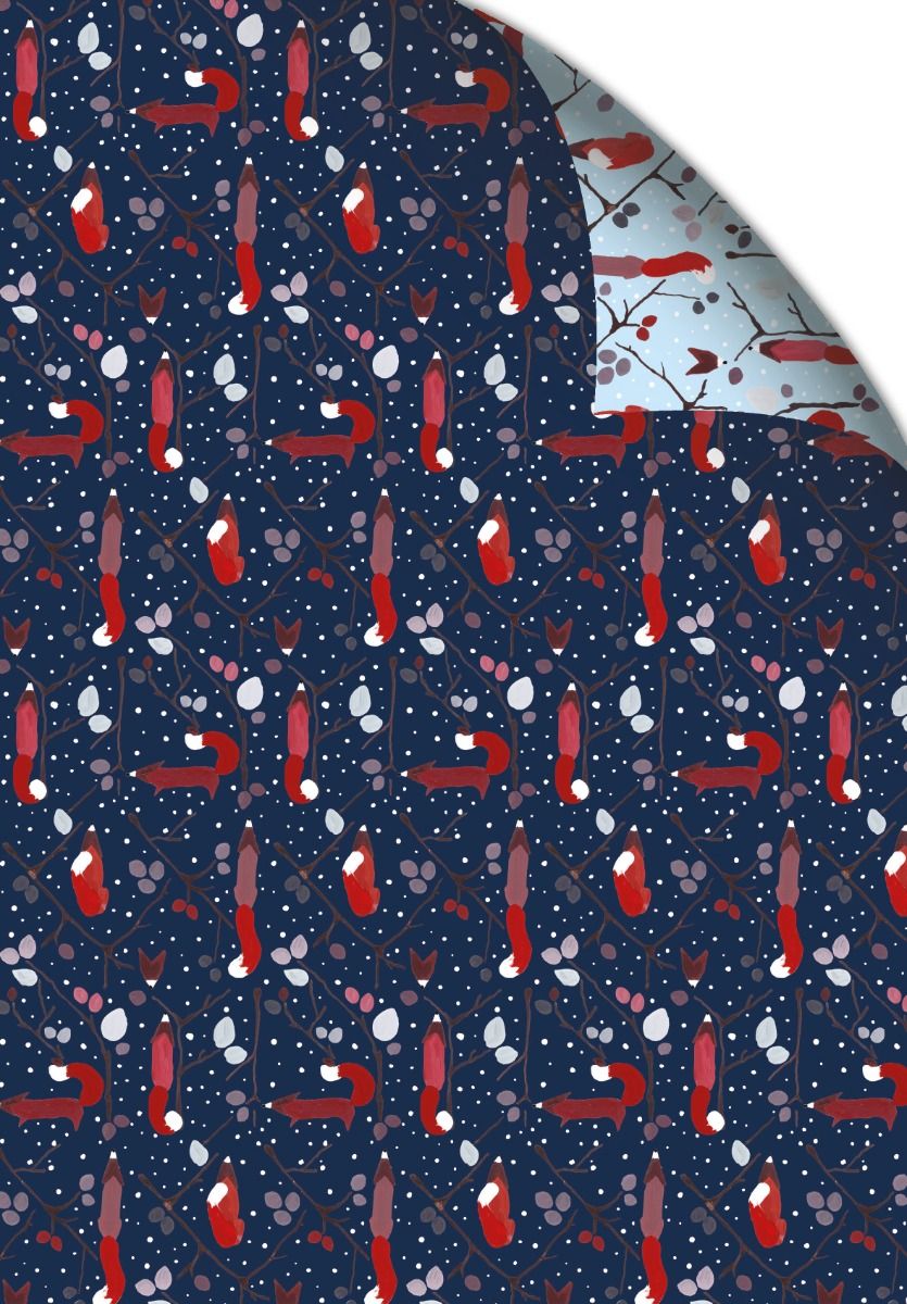 Christmas Gift Wrap | Fox In The Snow Flat Wrap by Weirs of Baggot Street