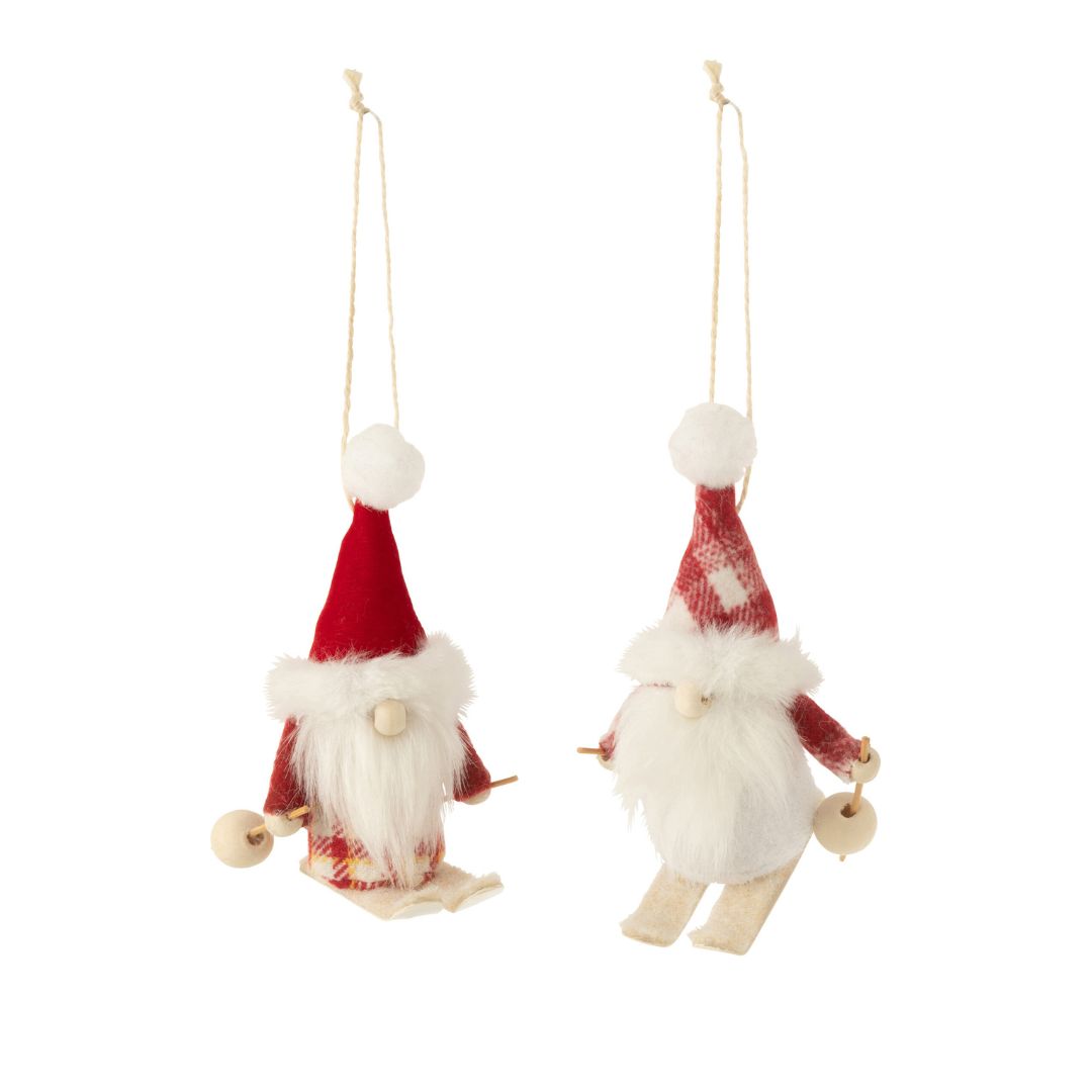 Christmas | J-Line Hanging Gnome Red White 2 Assorted by Weirs of Baggot Street
