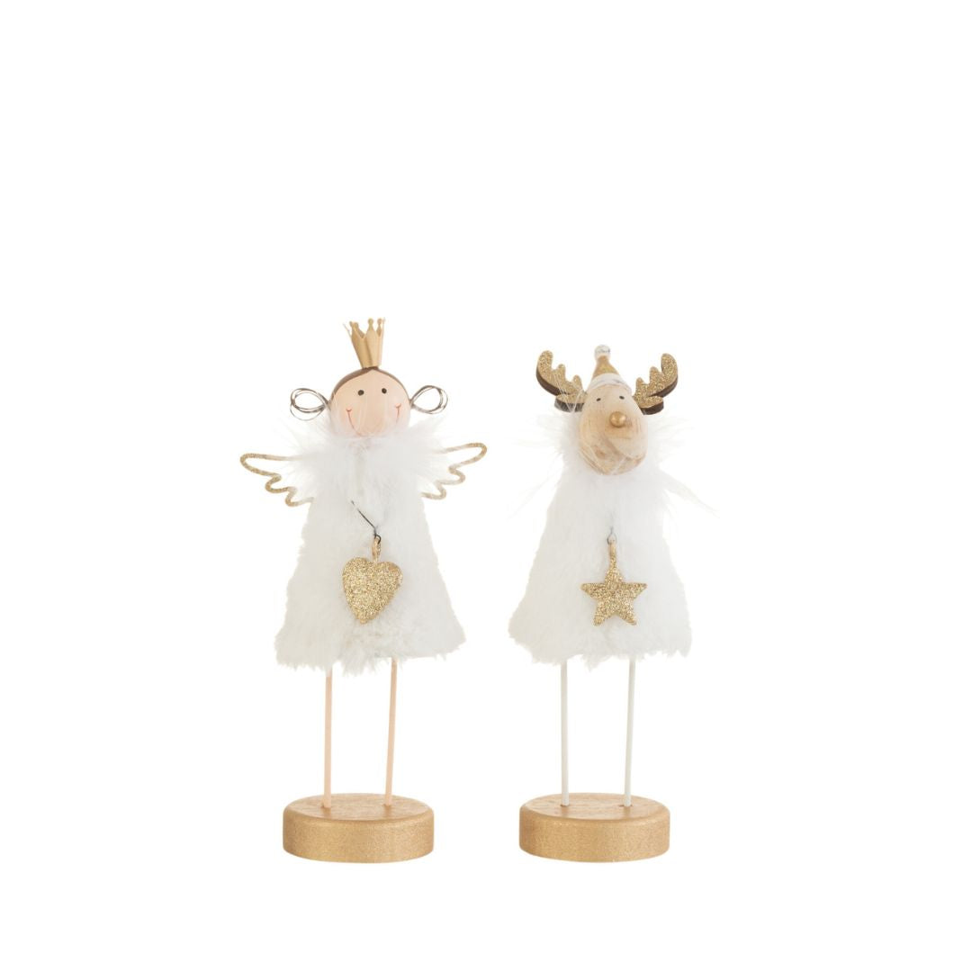 Christmas Shop | J-Line Standing Angel Wooden Base Small by Weirs of Baggot Street