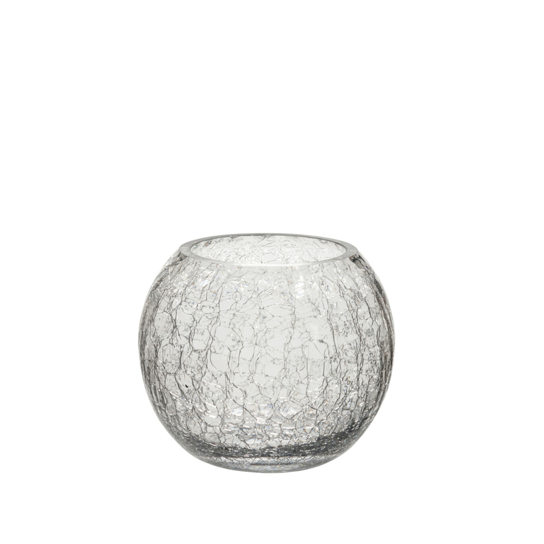 Christmas Shop Small Clear Crackle Glass Hurricane Candleholder by Weirs of Baggot Street