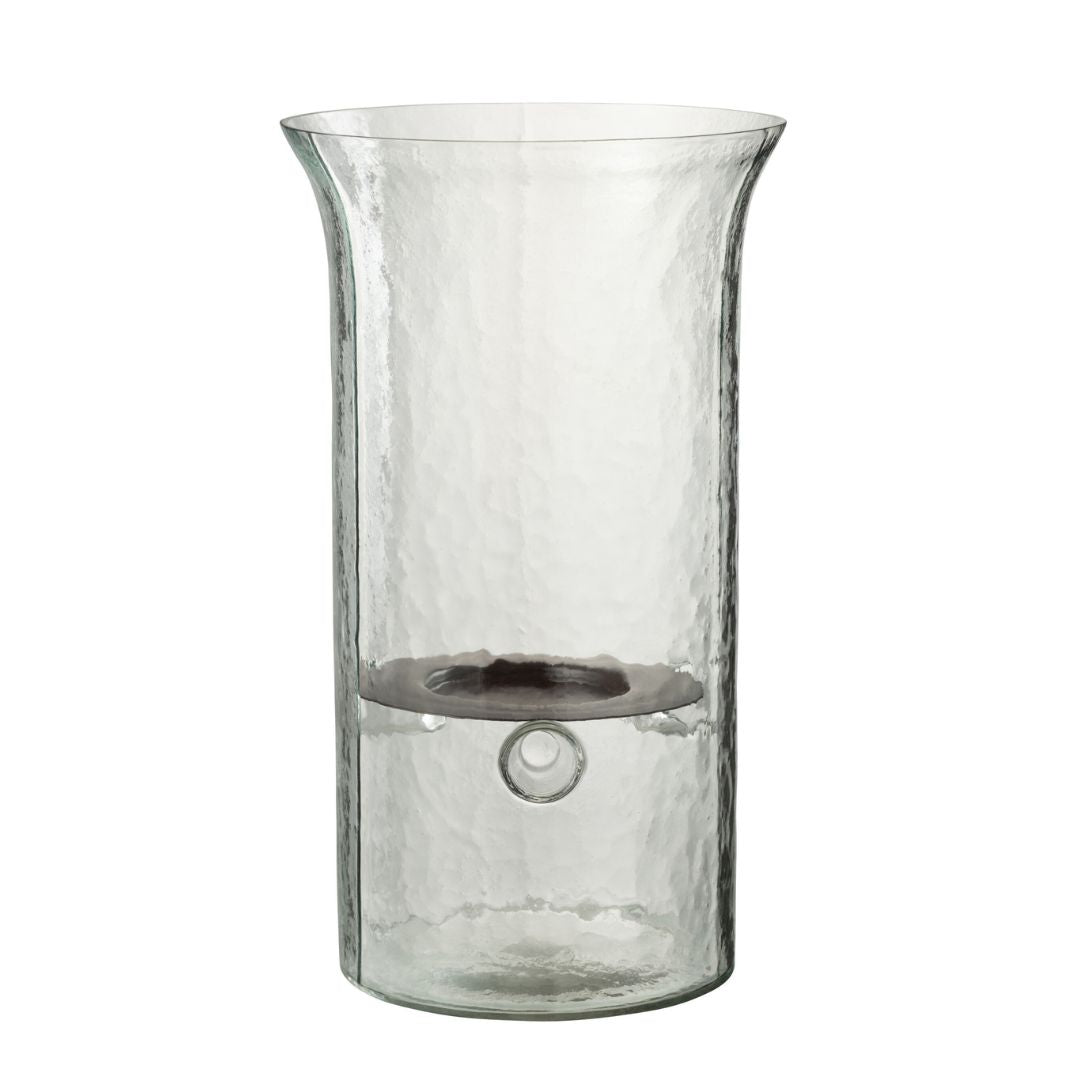 Christmas | J-Line Glass Candleholder Blurred With Plate Medium by Weirs of Baggot Street