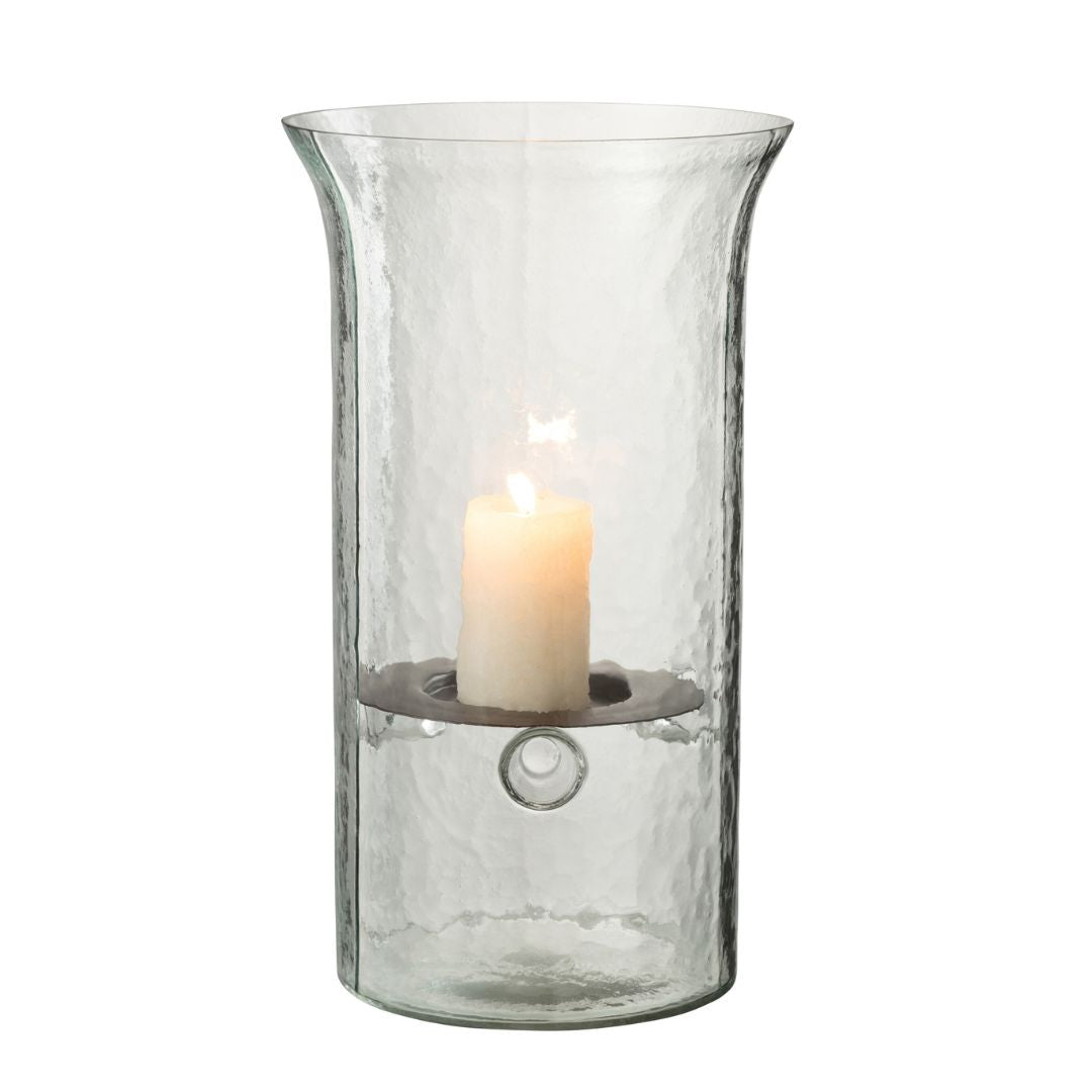 Christmas | J-Line Glass Candleholder Blurred With Plate Medium by Weirs of Baggot Street