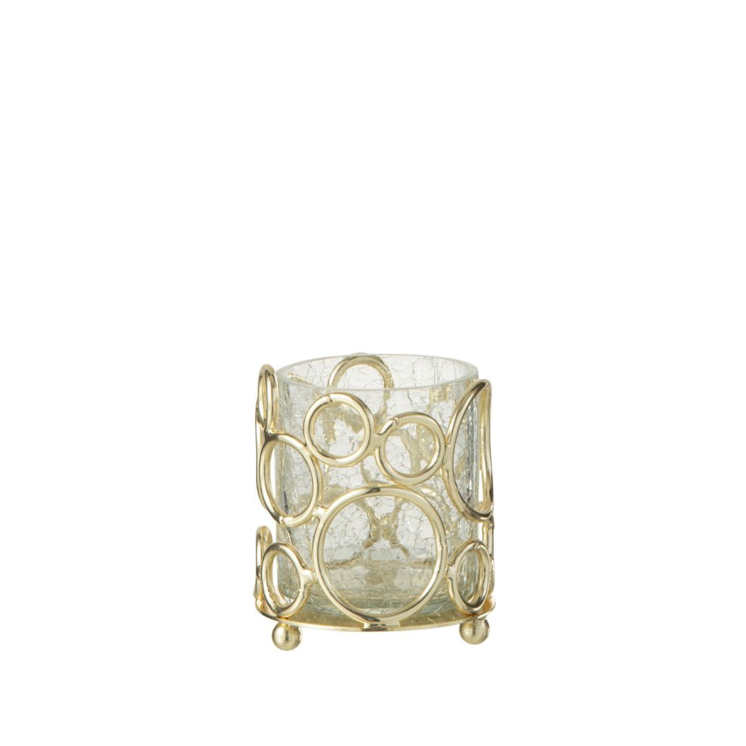 Christmas | Small Gold Loop Glass Candleholder by Weirs of Baggot Street