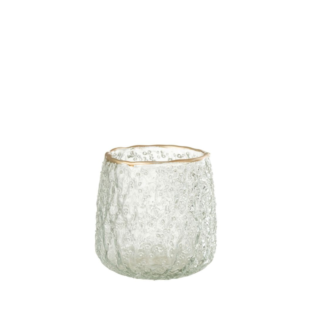 Christmas | J-Line Glass Candleholder Gold Rimmed Small by Weirs of Baggot Street