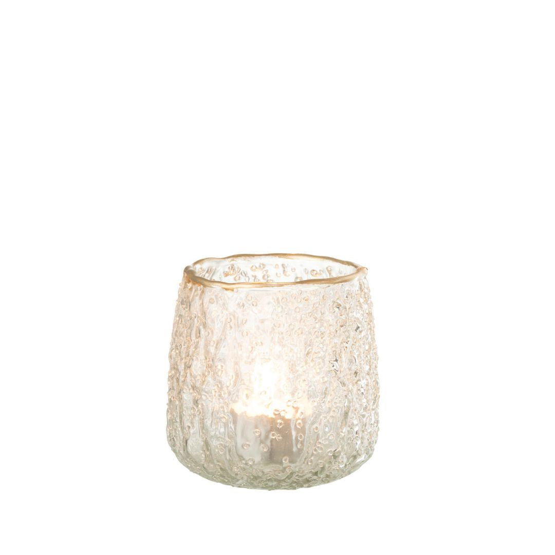 Christmas | J-Line Glass Candleholder Gold Rimmed Small by Weirs of Baggot Street