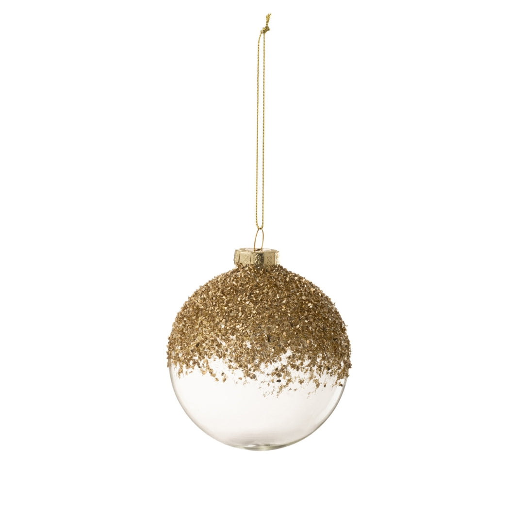 Christmas | J-Line Glass Christmas Baubles Fine Glitter Gold by Weirs of Baggot Street
