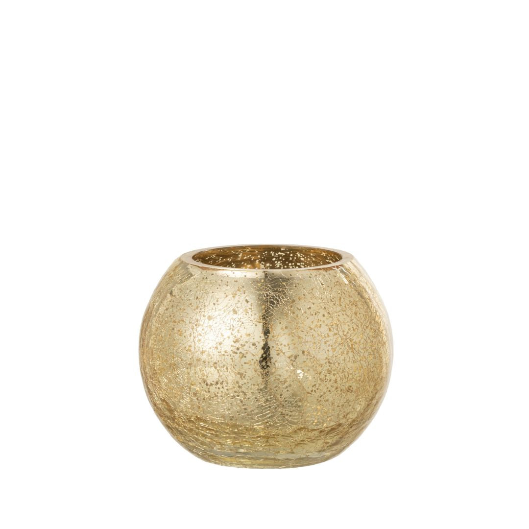 Christmas Small Gold Crackle Hurricane Candleholder by Weirs of Baggot Street