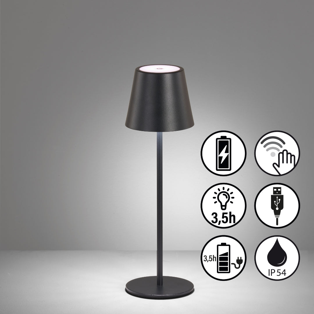 Clever Gadgets FH Lighting Viletto Outdoor LED Table Lamp Sand Black by Weirs of Baggot Street