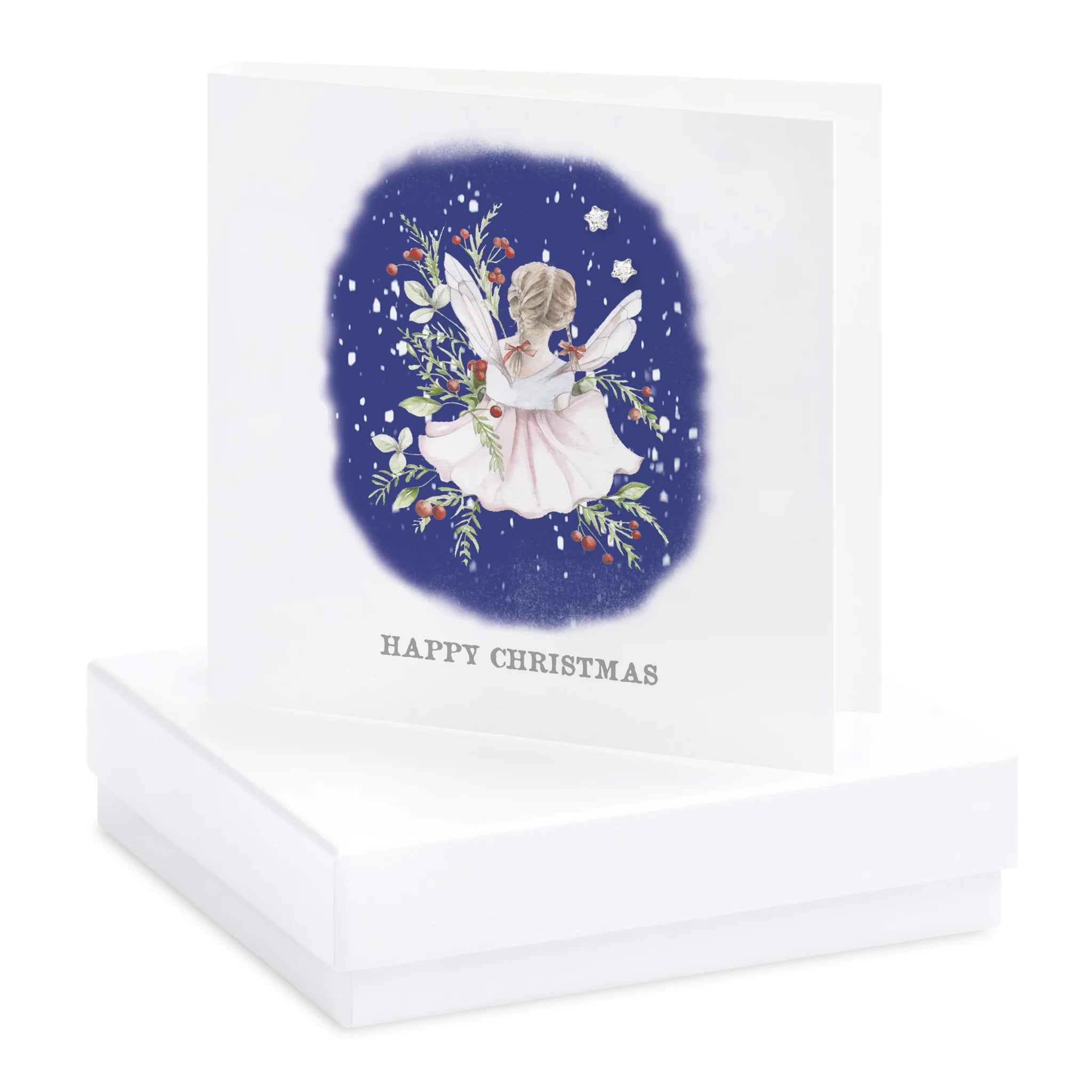 Crumble & Core Christmas Berry Fairy Earring Card with Earrings in a White Box by Weirs of Baggot Street