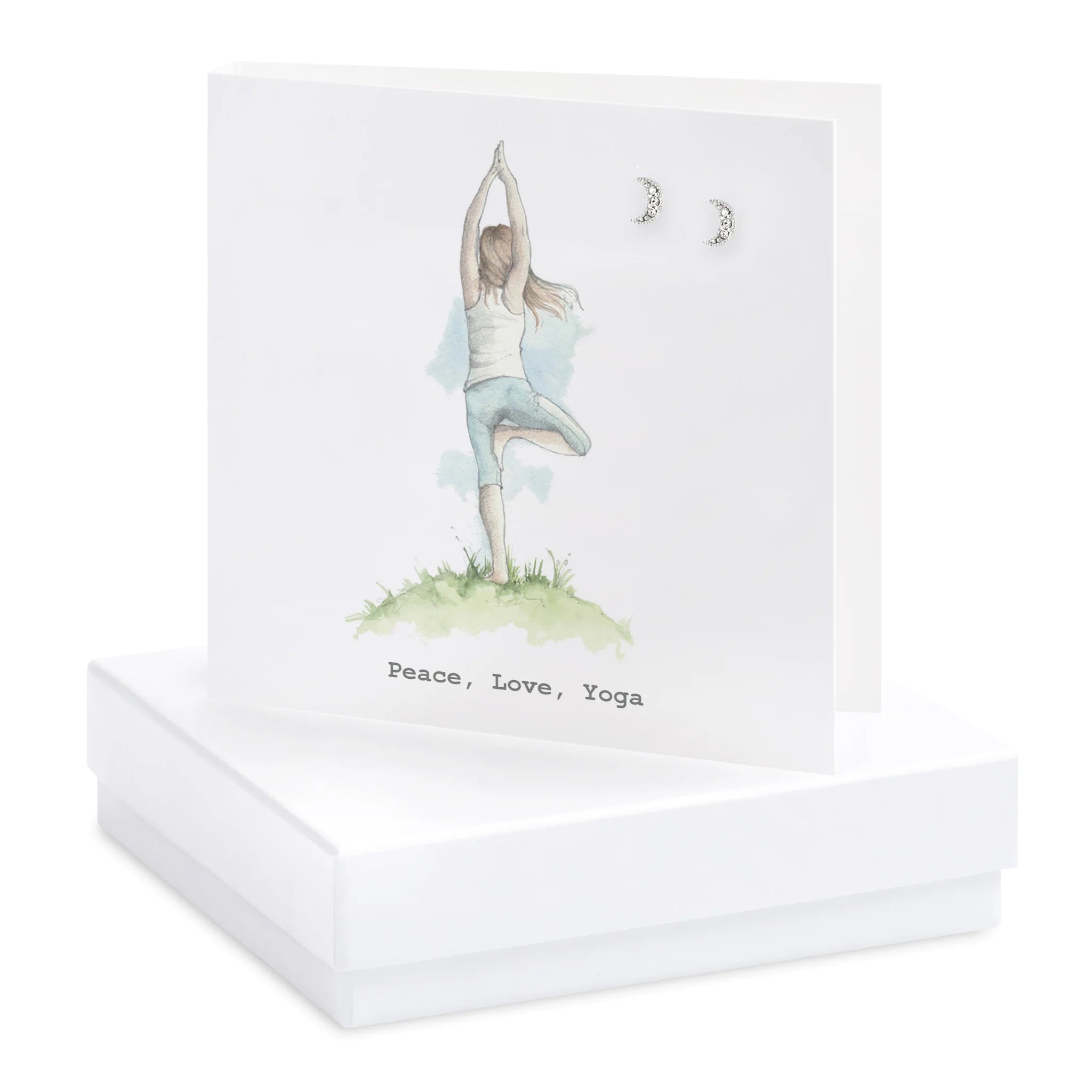 Crumble & Core Yoga Card with Earrings in a White Box by Weirs of Baggot Street
