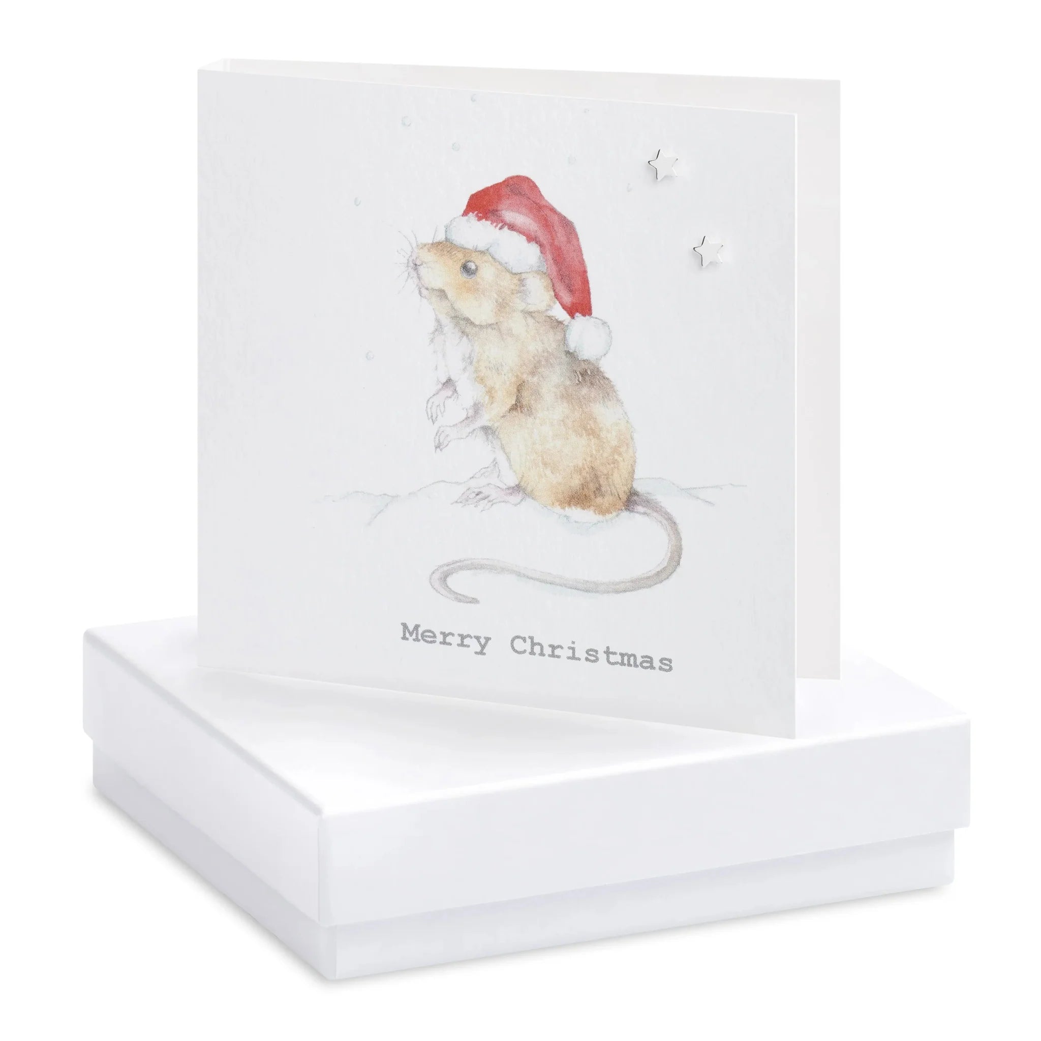 Crumble & Core | Christmas Mouse Card with Earrings in a White Box by Weirs of Baggot Street