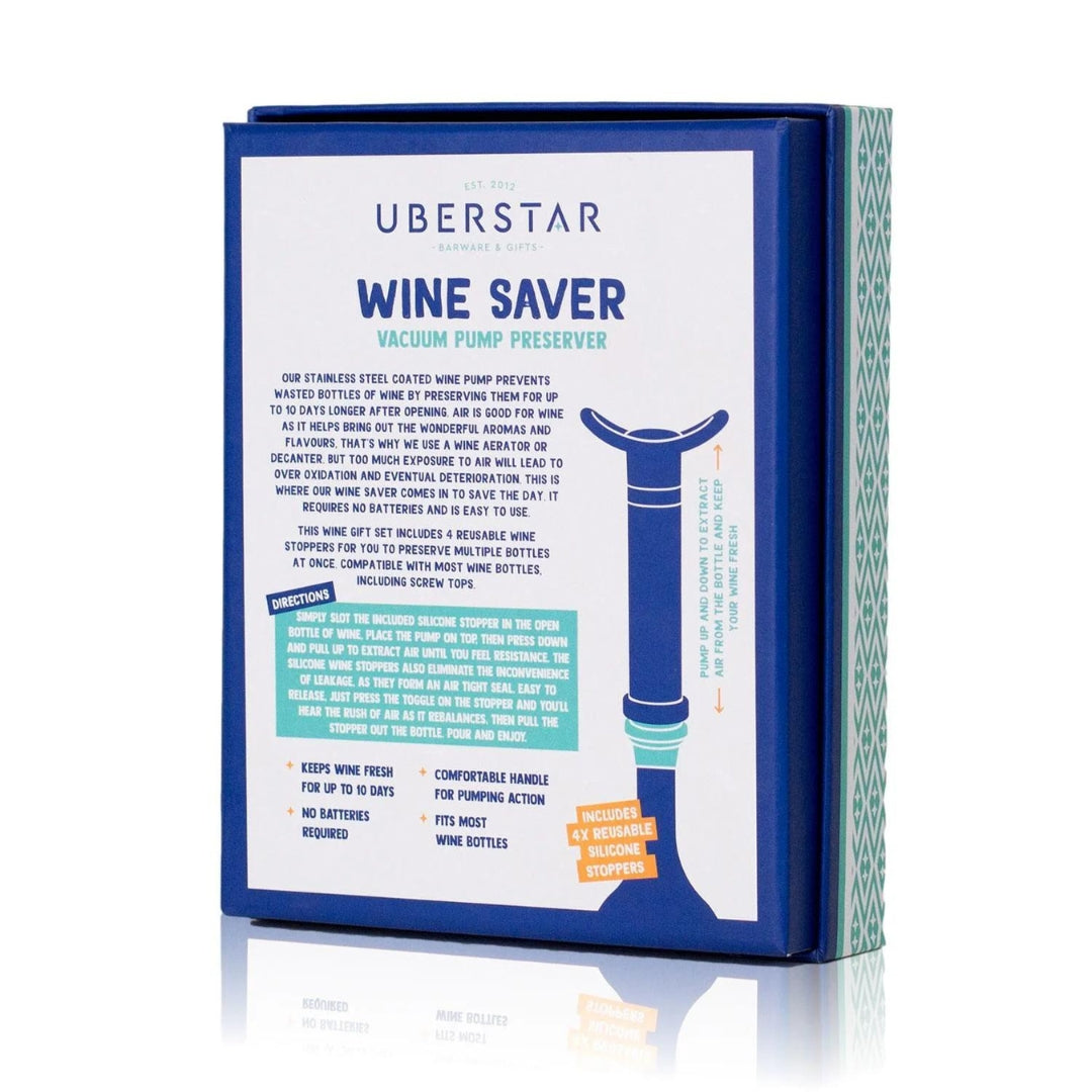 Fab Gifts | Barware & Drinks Wine Saver Blue by Weirs of Baggot Street