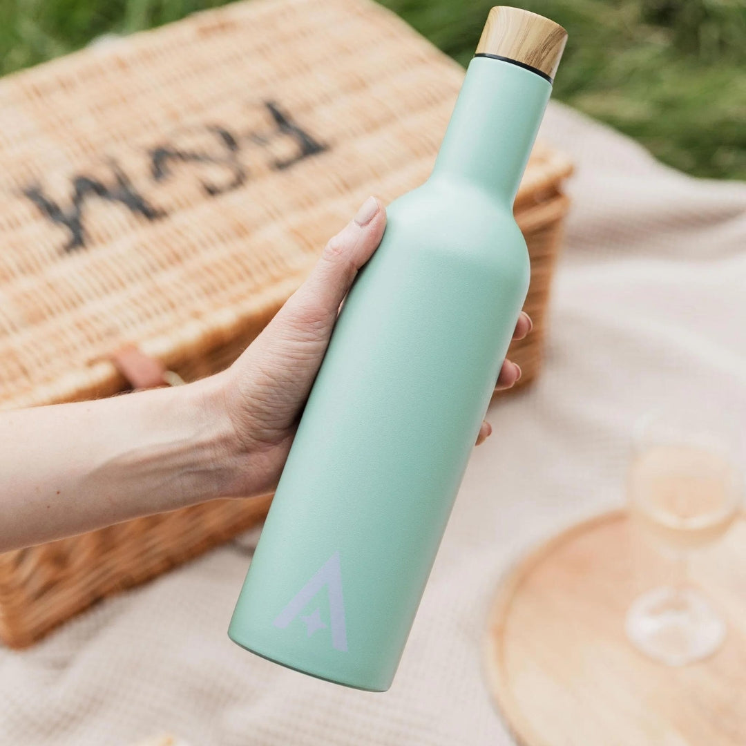 Fab Gifts | Insulated Travel Wine Bottle Green by Weirs of Baggot Street