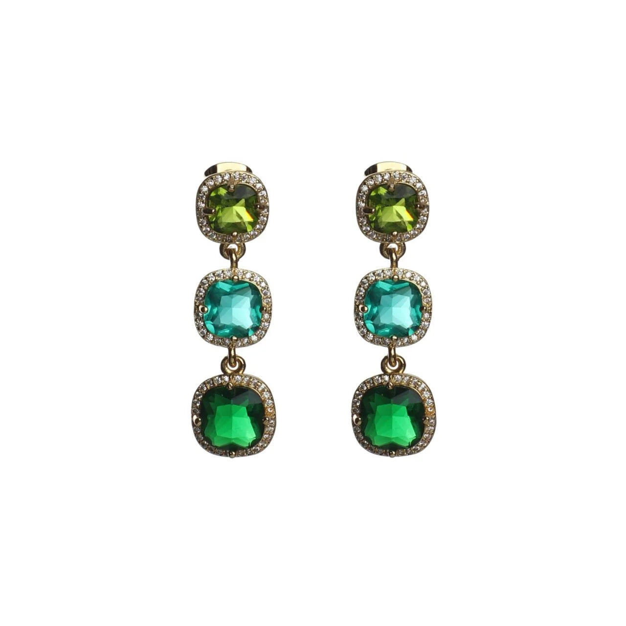 Fab Gifts | Jewellery Earring Triple Drop Green by Weirs of Baggot Street
