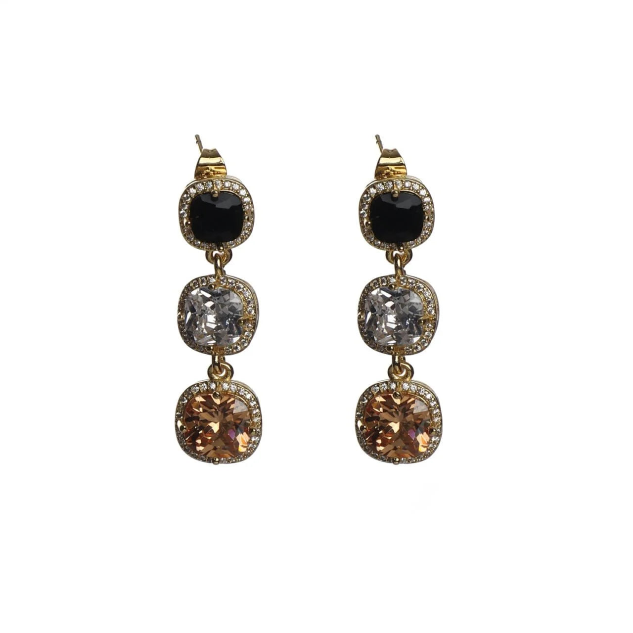 Fab Gifts | Jewellery Earrings Triple Drop Black by Weirs of Baggot Street