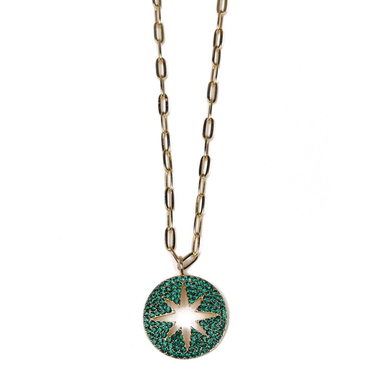 Fab Gifts | Jewellery Necklace Star Burst Green by Weirs of Baggot Street