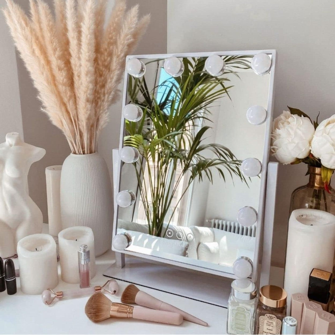 Fab Gifts | Khloe Mirror with 12 Hollywood LED lights by Weirs of Baggot Street