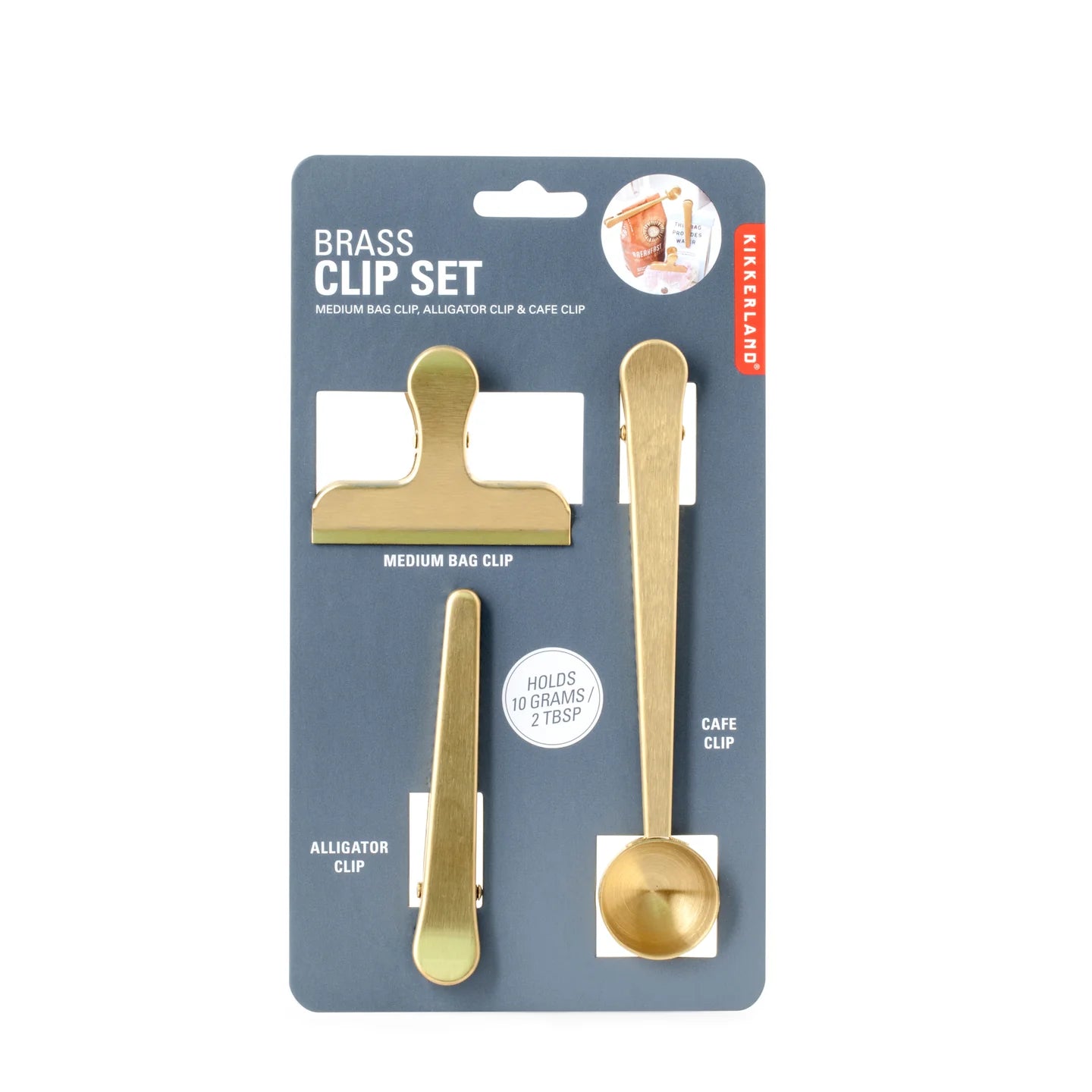 Fab Gifts | Kikkerland Brass Kitchen Clips by Weirs of Baggot Street