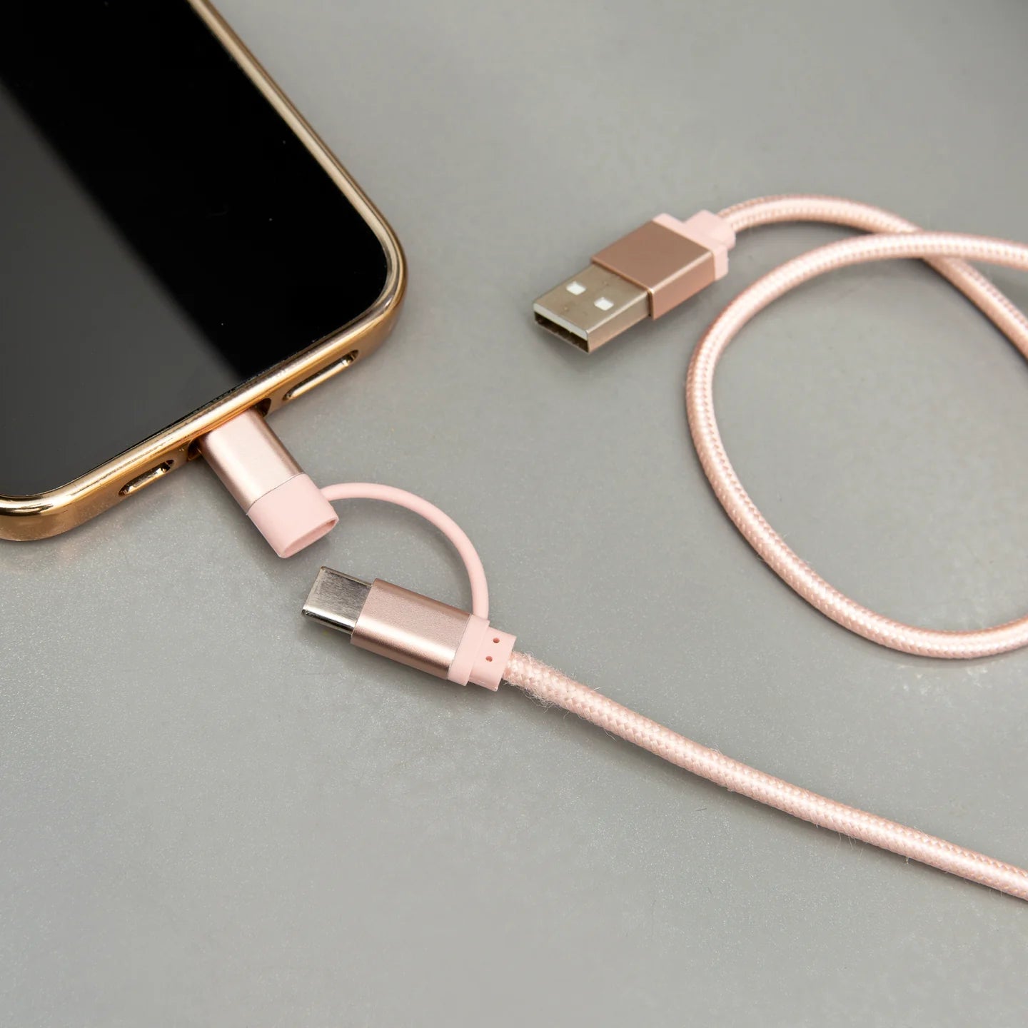 Fab Gifts | Kikkerland Rose Gold 2-In-1 Braided Cable by Weirs of Baggot Street
