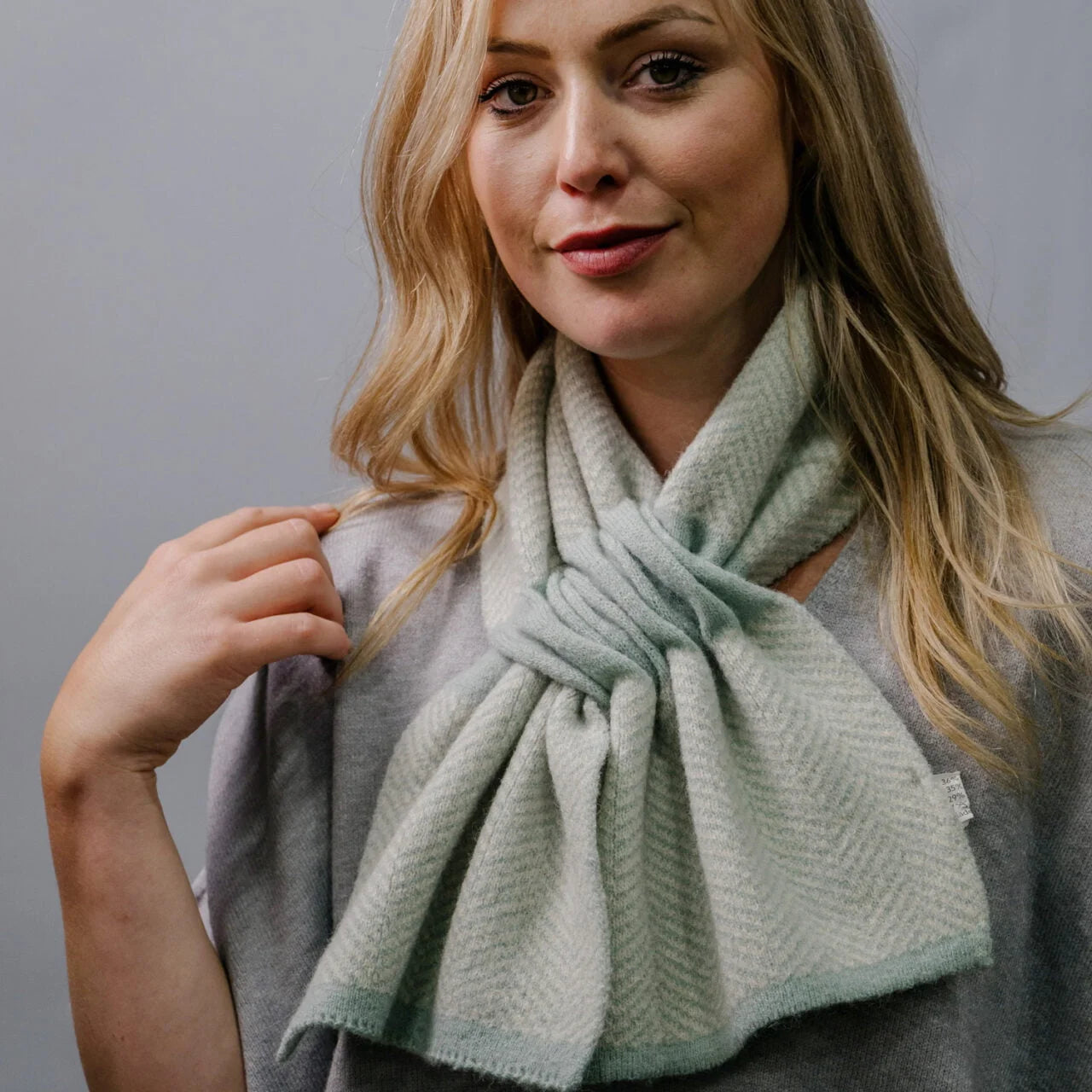 Fab Gifts | Winter Accessories Winter Pull Through Scarf Herringbone Green by Weirs of Baggot Street