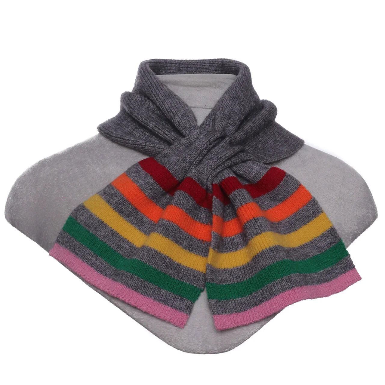 Fab Gifts | Winter Accessories Winter Pull Through Scarf Knit Rainbow Grey by Weirs of Baggot Street