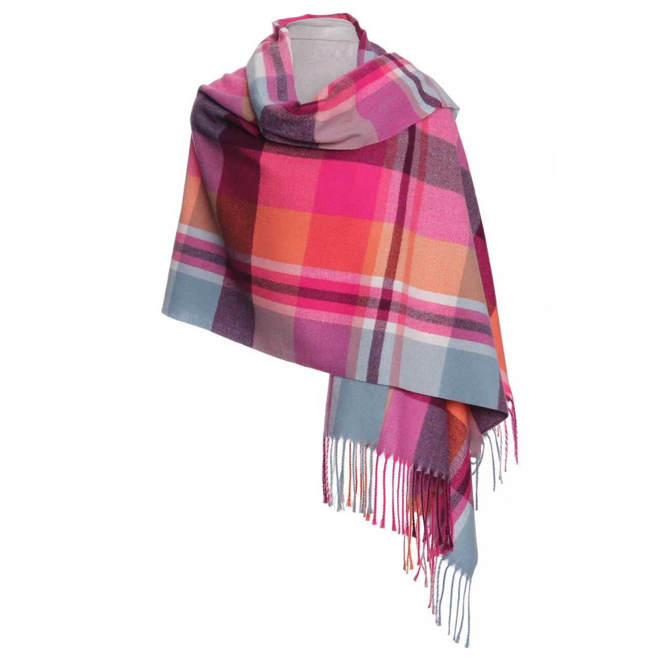 Fab Gifts | Winter Accessories Winter Scarf Winter Scarf Hot Pink Check Fringe by Weirs of Baggot Street